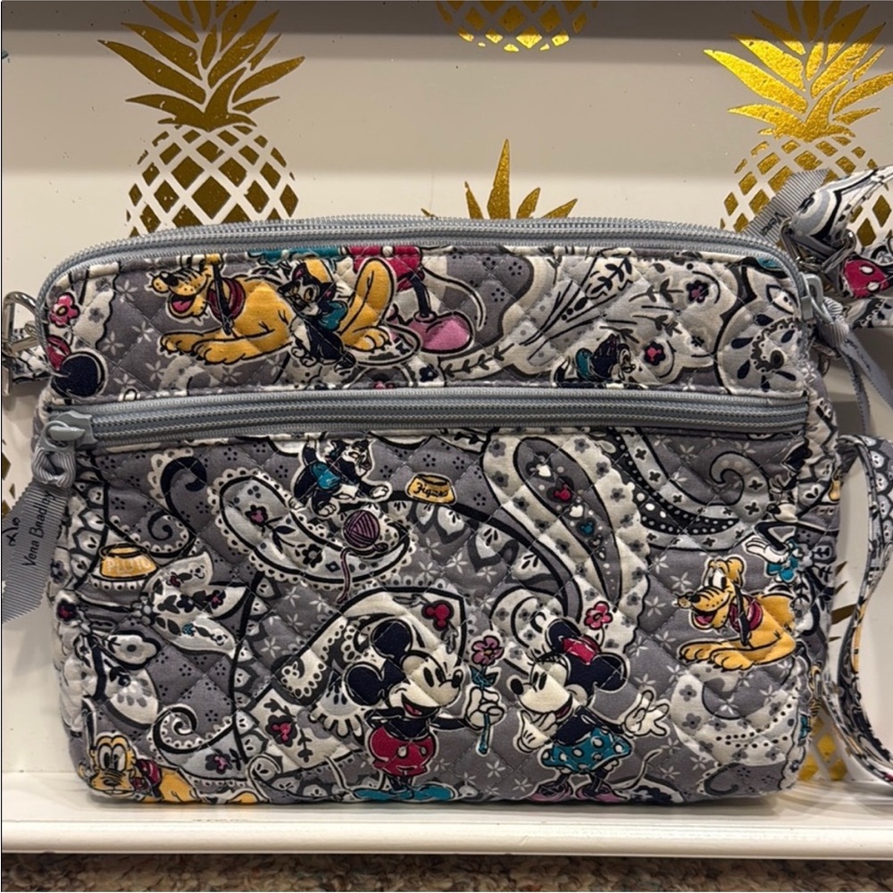 Disney Gray Crossbody Bag with Mickey and Friends